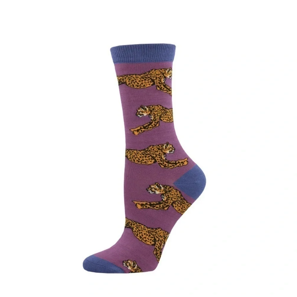 NWT Socksmith Cheetah, Purple - Women's Bamboo Socks